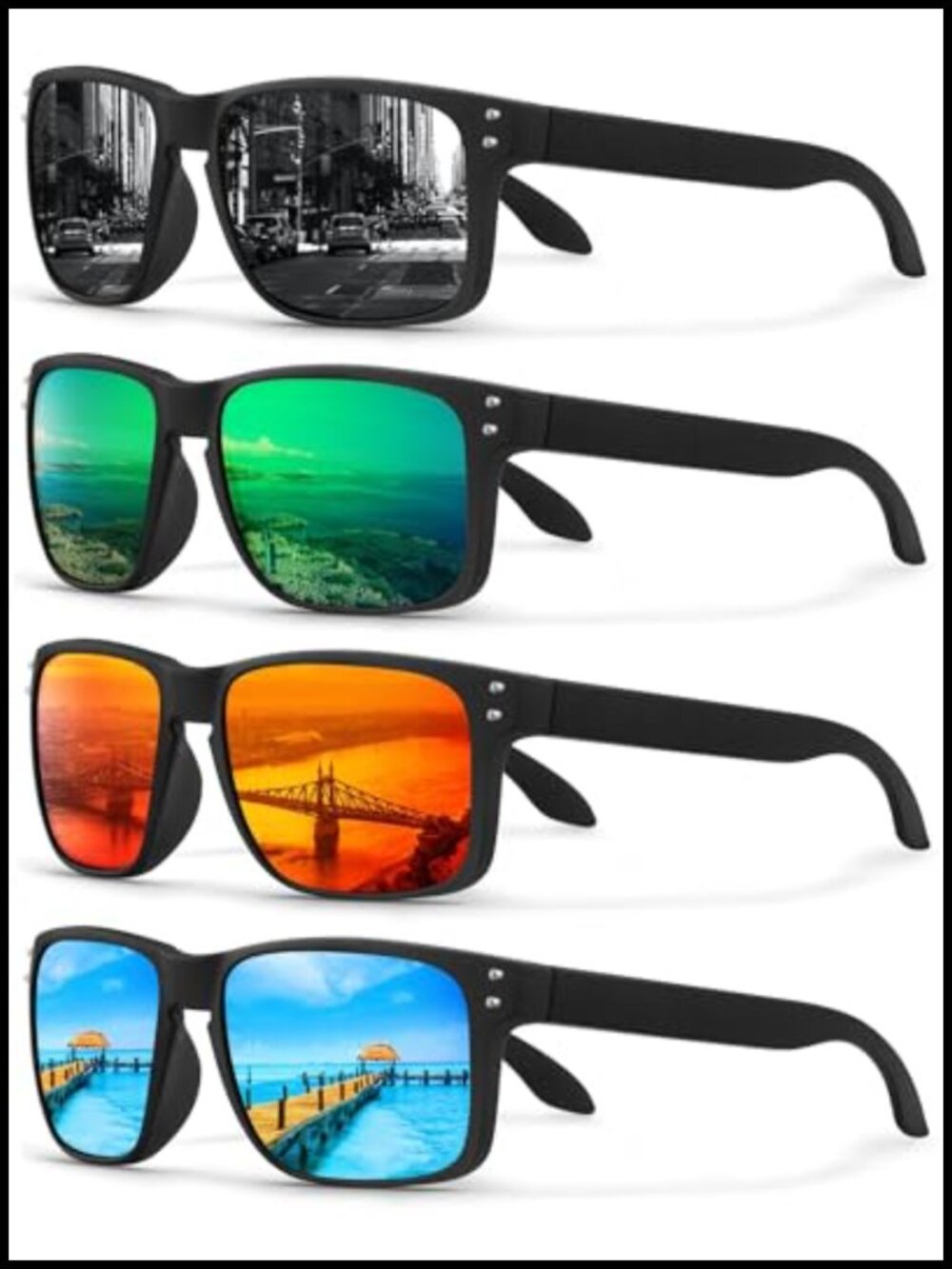Polarized Square Sunglasses Matte Finish UV Protection for Men and Women